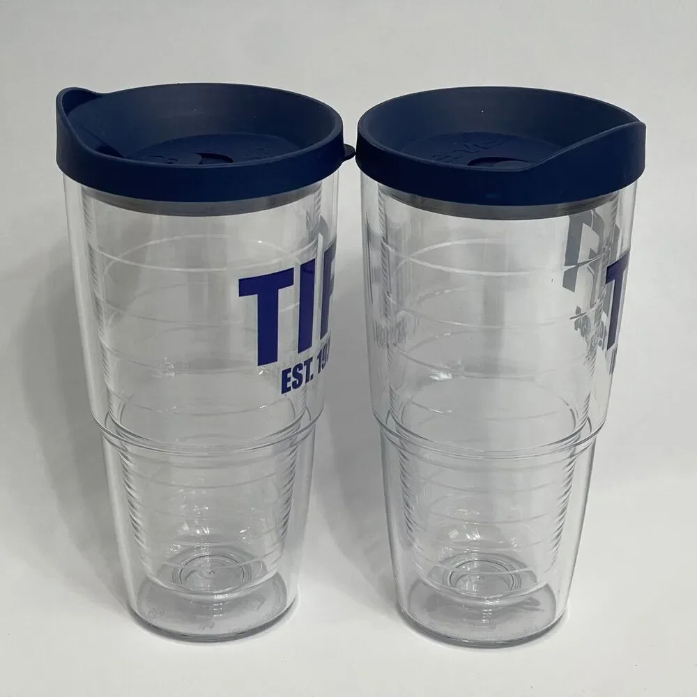 TIFT Tervis Tumblers Hot Cold Drinks with Lid Clear Blue 8 1/8